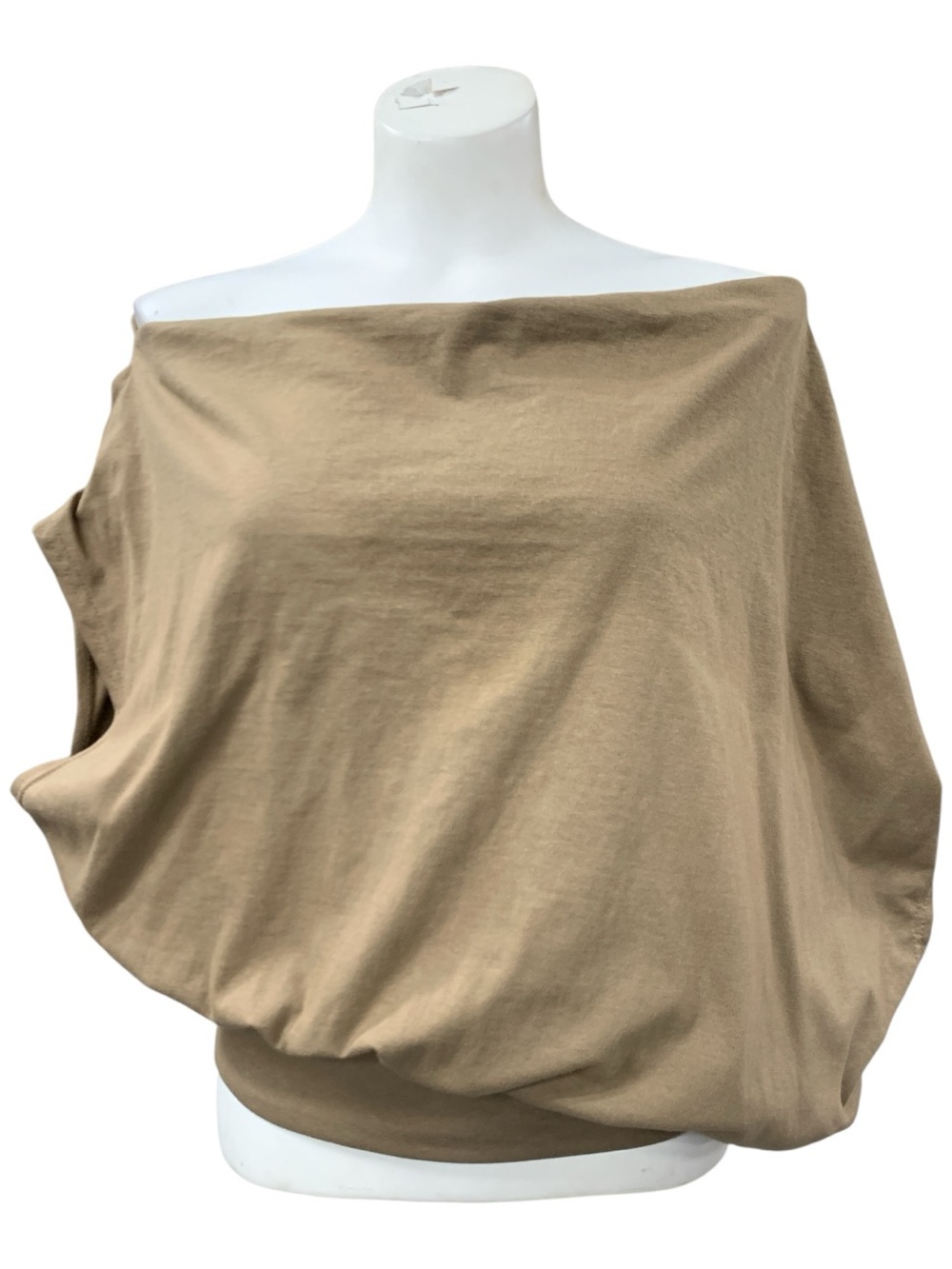 Taupe Off-Shoulder Draped Top